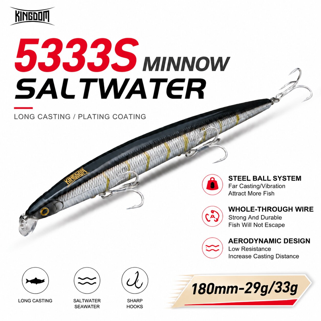 Fishing Lure Spinnerbait - Isca Artificial Kingdom 180mm 29/33g Flutuante